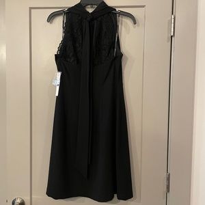 NWT Maggy London Black Lace Back Halter Dress Size 6